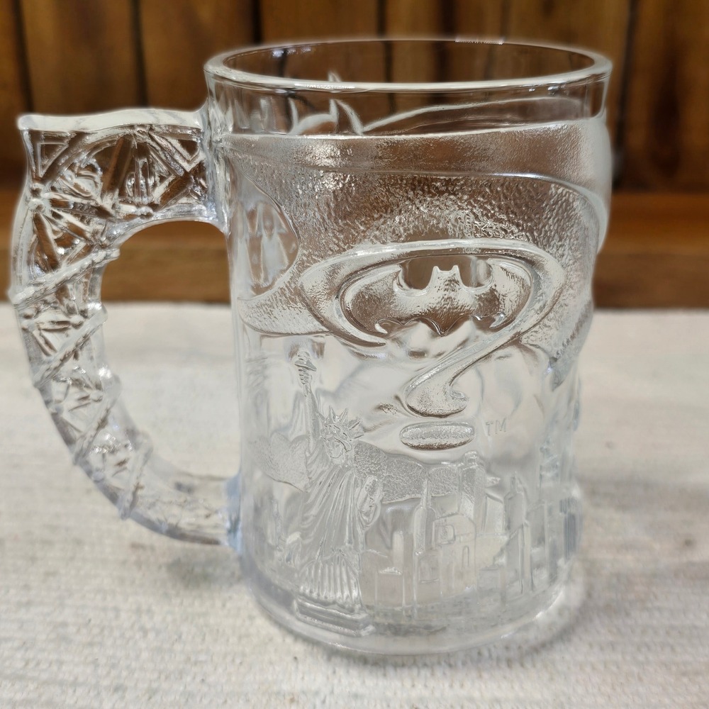 Vintage 1995 McDonalds Batman Forever Glass Mug Riddler Gotham City 12oz